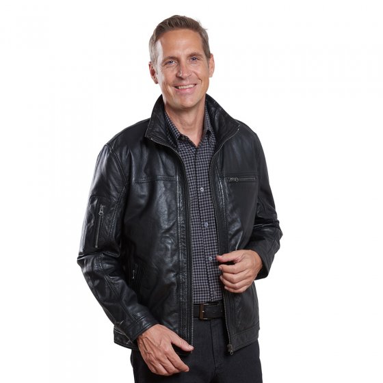 Veste en cuir nappa d'agneau 52 | Noir