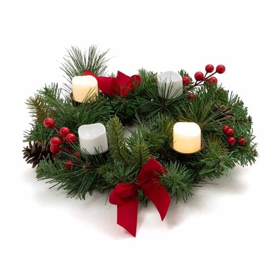 Weihnachtskranz mit 4 LED-Kerzen 