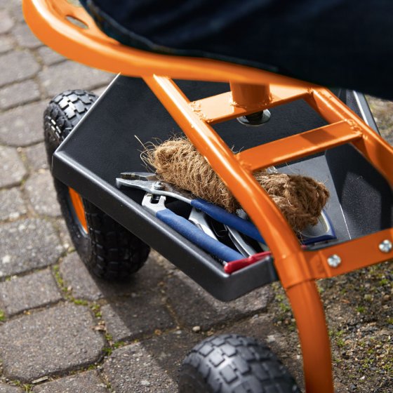 Siège de jardinage mobile avec bac de rangement 