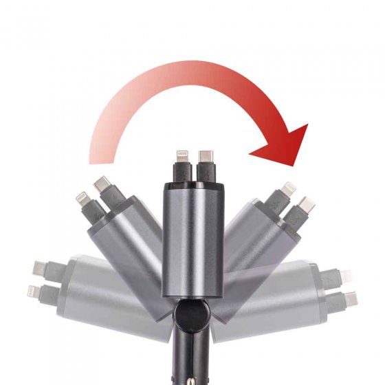 4-in-1 Auto-Ladegerät mit Kabeln 