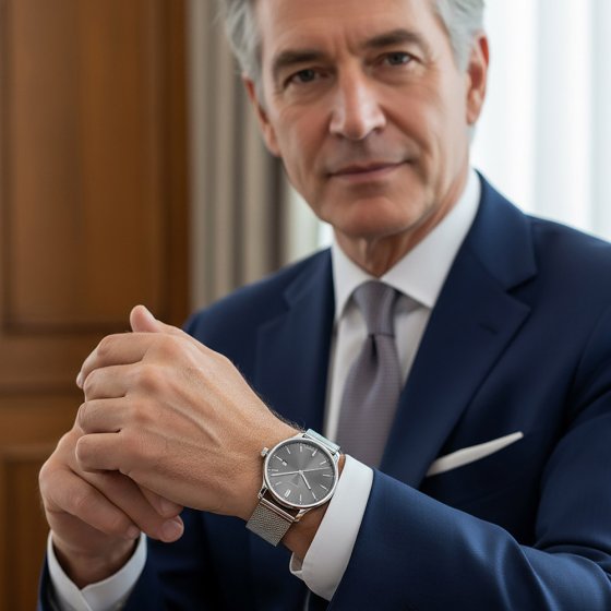 Herren Milanaise Uhr  Grau