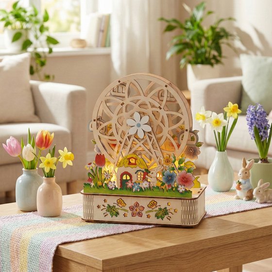 Grande roue tournante en bois 