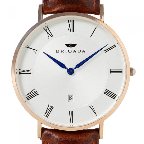 Goldene Herrenuhr Echtleder 