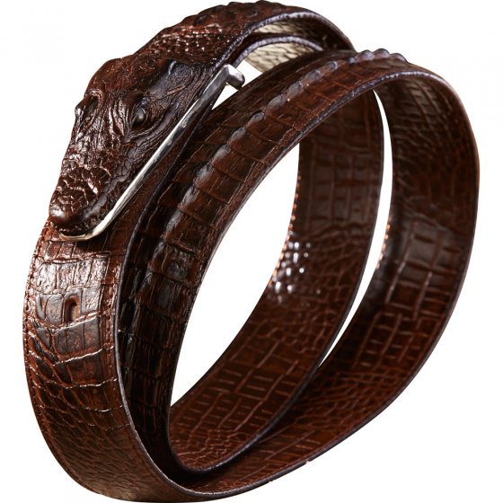 Ceinture en cuir « tête d'alligator » 