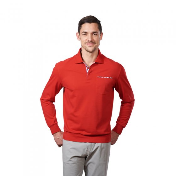 Langarm-Poloshirt, rot 3XL | Rot