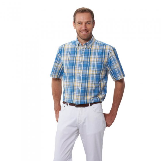 Chemise  "Madras"  en coton gaufré XL | Bleu-jaune