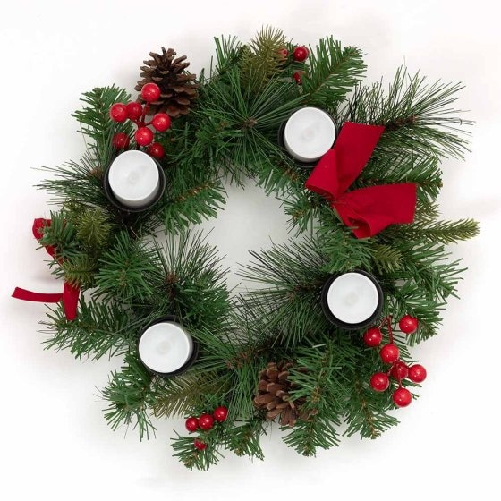 Weihnachtskranz mit 4 LED-Kerzen 