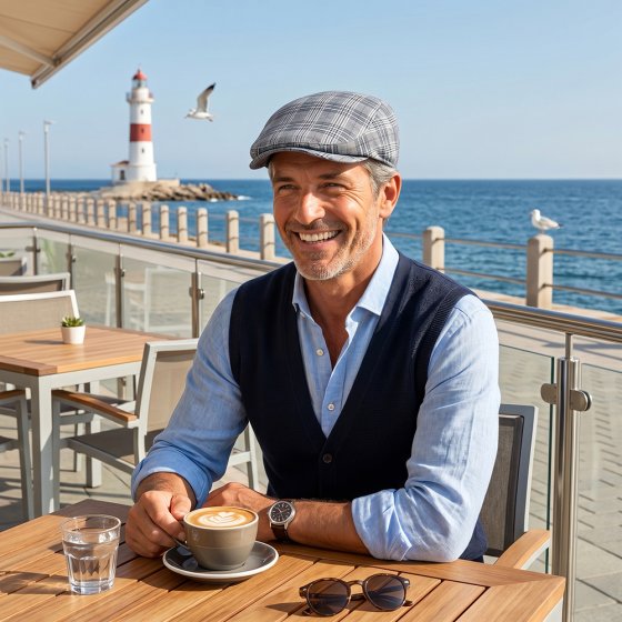 Casquette en coton et lin mélangés 