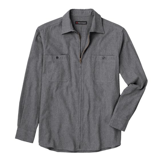 Flanellhemd mit Ganzreißverschluss 3XL (47/48) | Dunkelgrau