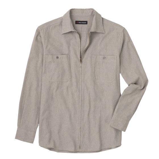 Chemise en flanelle avec fermeture éclair sur toute la longueur 3XL (47/48) | Taupe