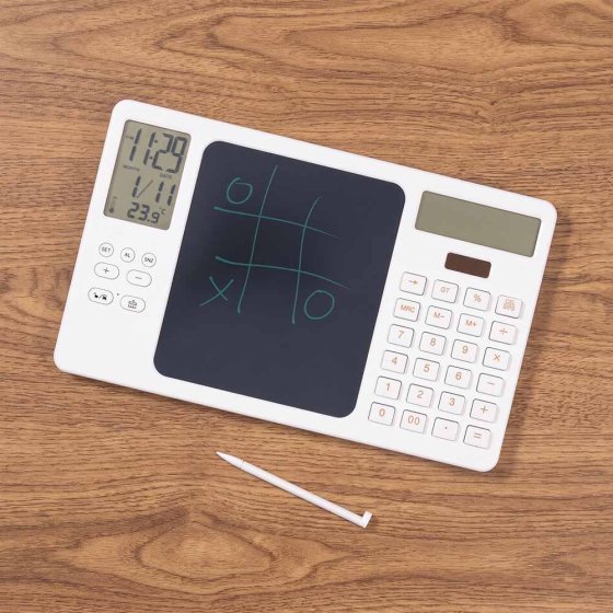 Tablette d'écriture électronique avec calculatrice et horloge 