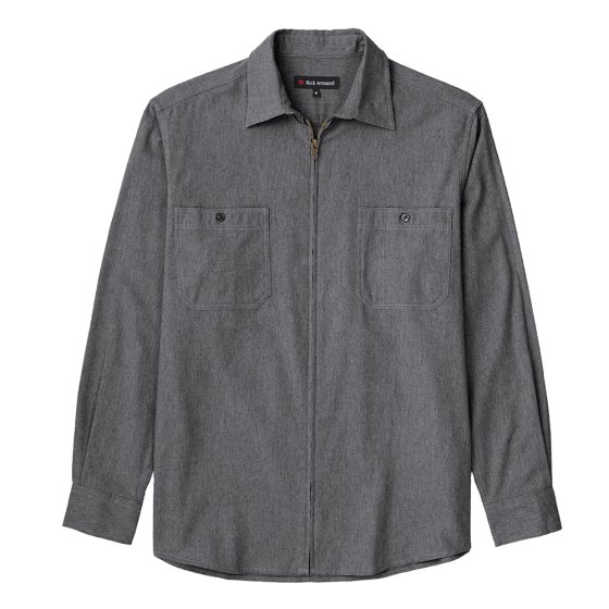 Flanellhemd mit Ganzreißverschluss 3XL (47/48) | Dunkelgrau