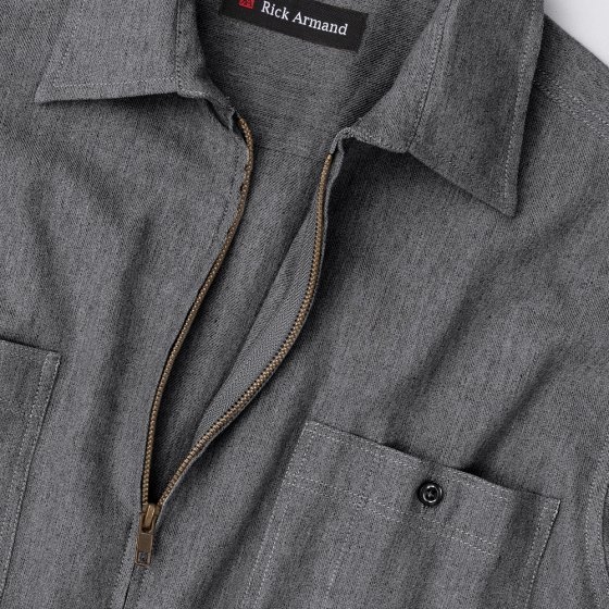 Chemise en flanelle avec fermeture éclair sur toute la longueur 3XL (47/48) | Taupe