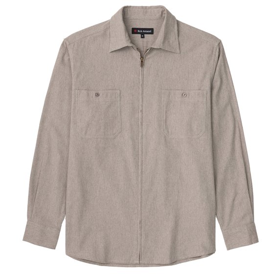 Chemise en flanelle avec fermeture éclair sur toute la longueur 3XL (47/48) | Taupe