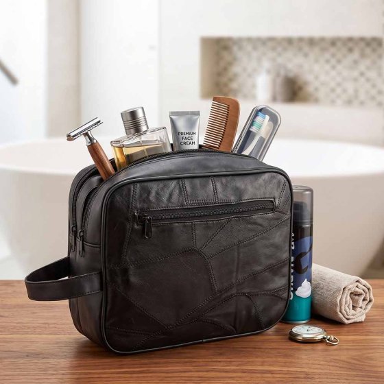 Trousse de toilette en cuir haut de gamme 