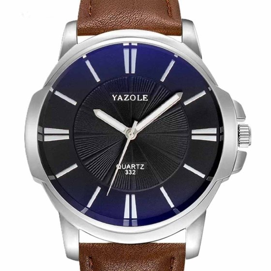 Montre pour homme avec bracelet en cuir noir 