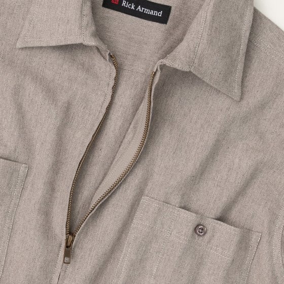 Chemise en flanelle avec fermeture éclair sur toute la longueur 3XL (47/48) | Taupe